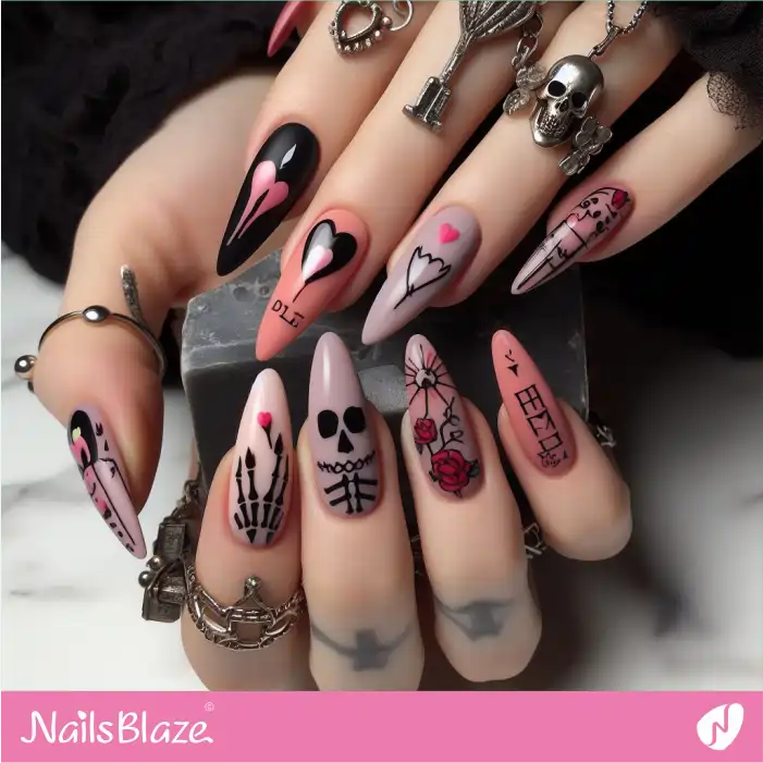 Anti-Valentine's Day Nail Design | Valentine Nails - NB2157